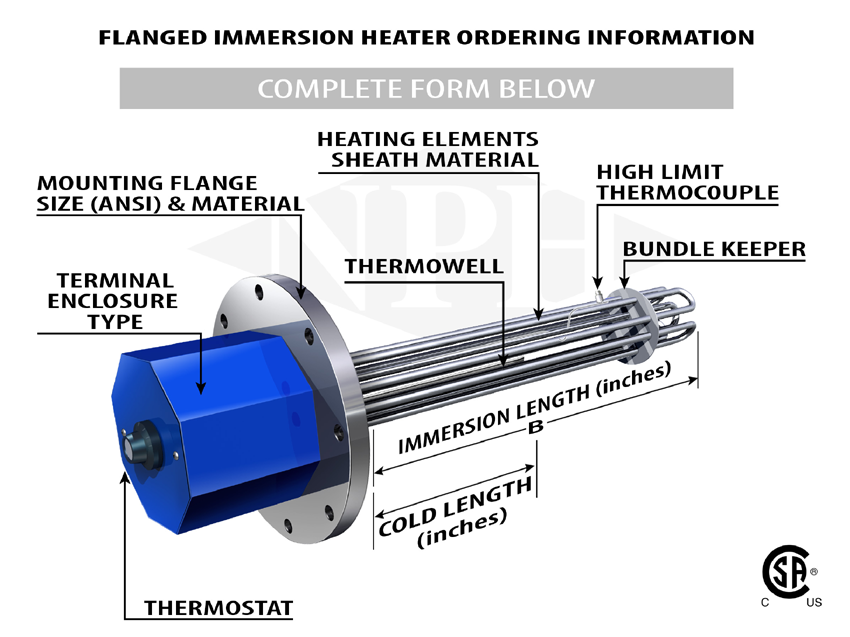 Flanged immersion heaters